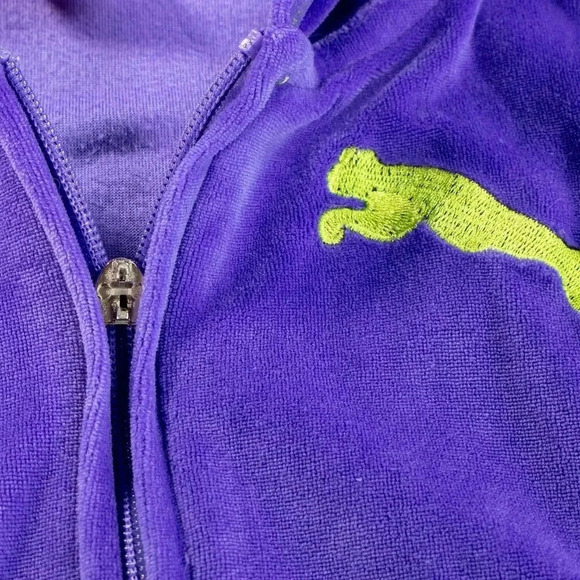 Puma Purple Velvet Zipper Hoodie L - Picture 2 of 3